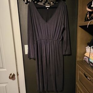 Abound Plus Black V Neck Dress 2X